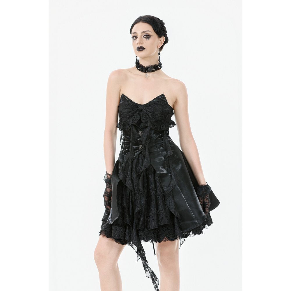 Dark in Love Sabine Gothic Layered Mini Dress | Lace Sweetheart Style