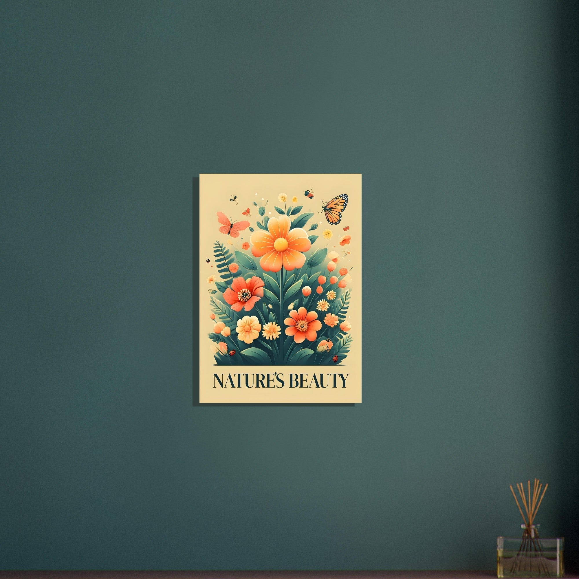 Floral and Butterflies Poster - Vibrant Nature Art Print | Colorful Home Decor | Botanical Wall Art for Living Room & Bedroom