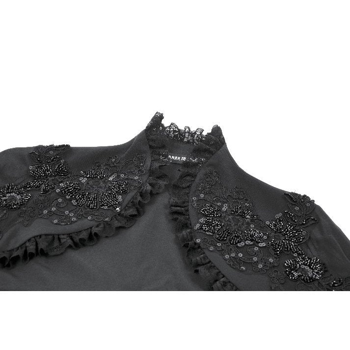 Dark in Love Erzsébet Gothic Lace Cape Shrug – Black Victorian Capelet