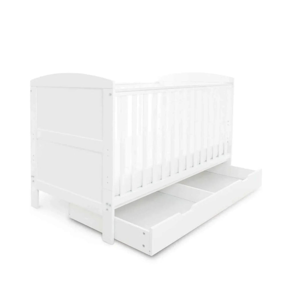 Ickle Bubba Coleby Classic Cot Bed & Under Drawer White - Premium Pocket Sprung Mattress