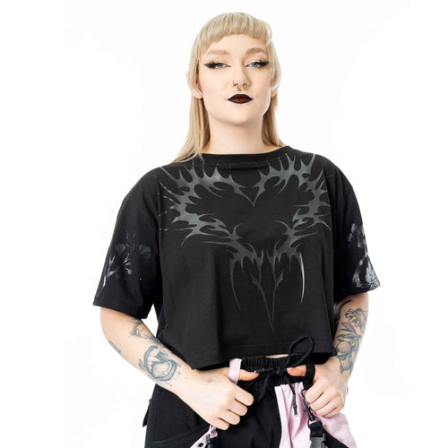 Chemical Black Ceil Crop Top – Ladies Gothic Cotton Graphic Tee