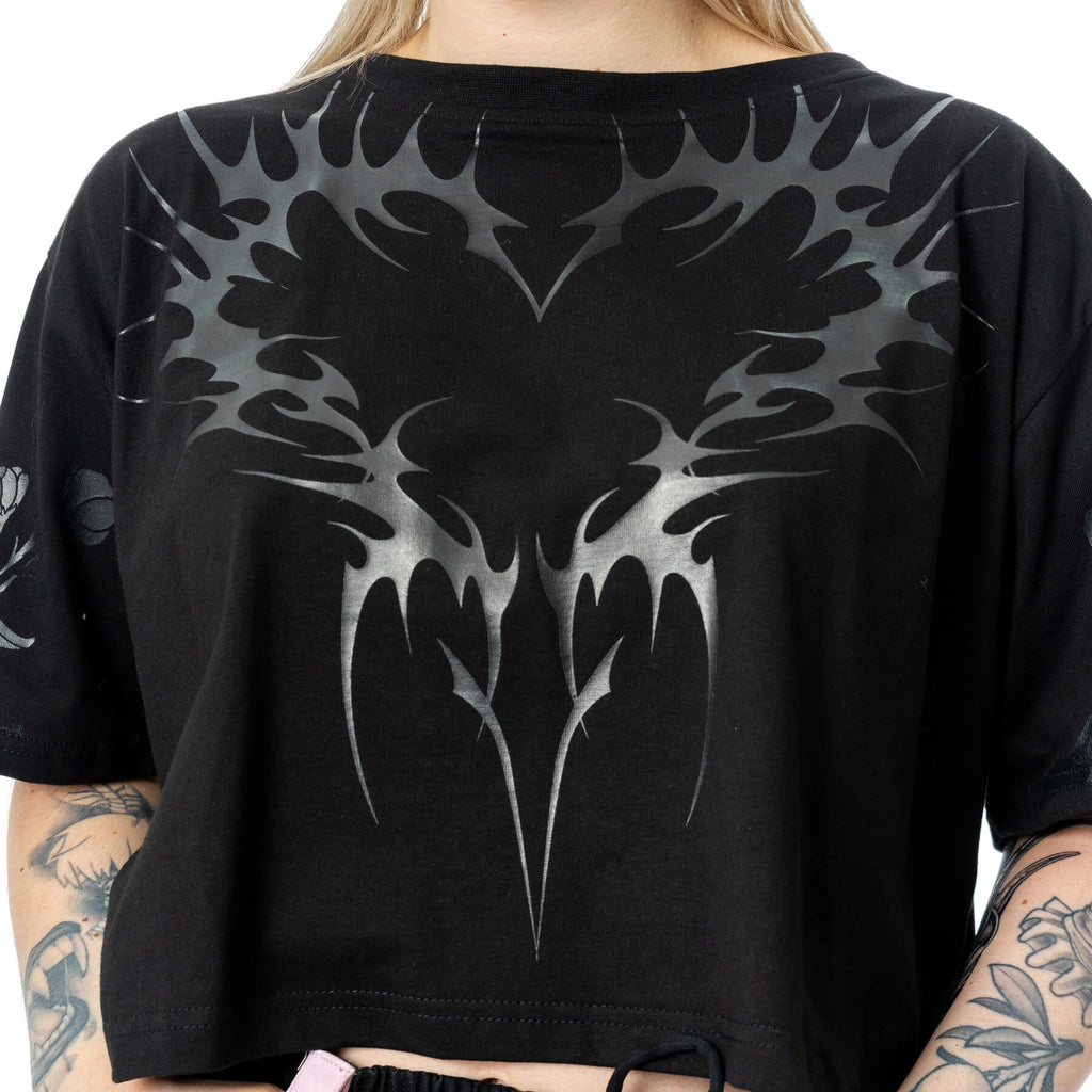 Chemical Black Ceil Crop Top – Ladies Gothic Cotton Graphic Tee