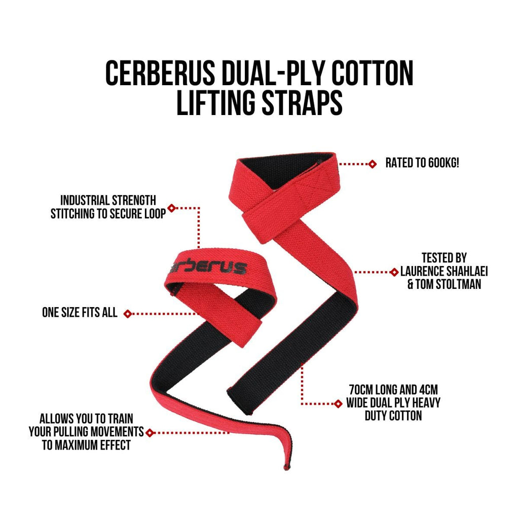 CERBERUS Strength Dual-Ply Cotton Lifting Straps – Heavy Duty 70cm Pair