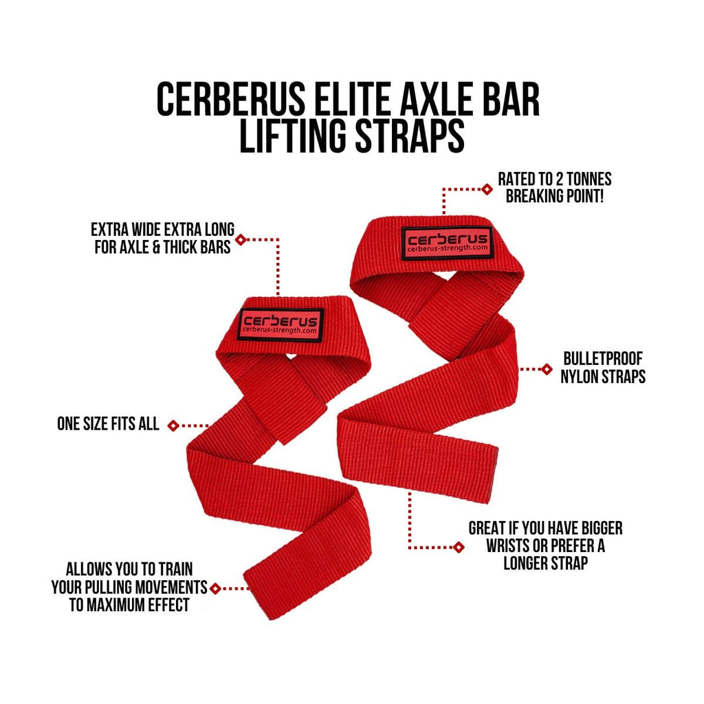 Cerberus Strength Elite Axle Bar Lifting Straps – Extra Wide Nylon