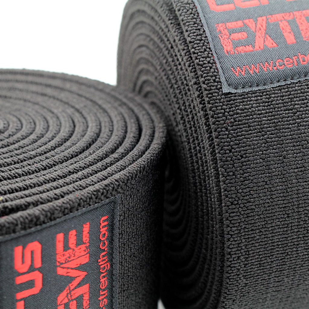 Cerberus Strength Extreme Knee Wraps – Stiff Woven Elastic Support