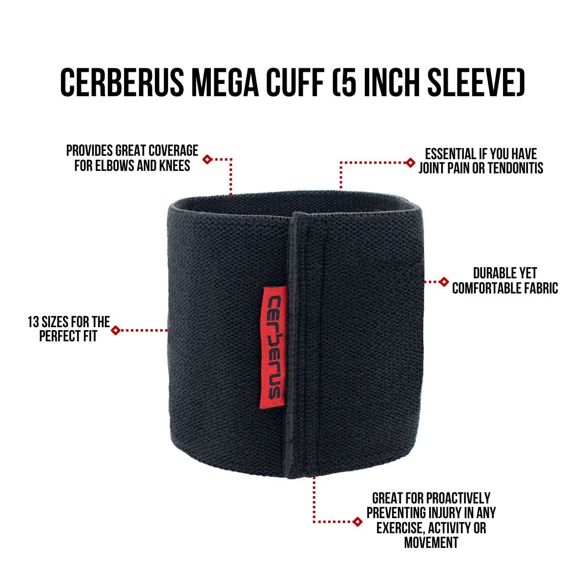 CERBERUS Strength Mega Cuff – 5 Inch Compression Sleeve for Joints