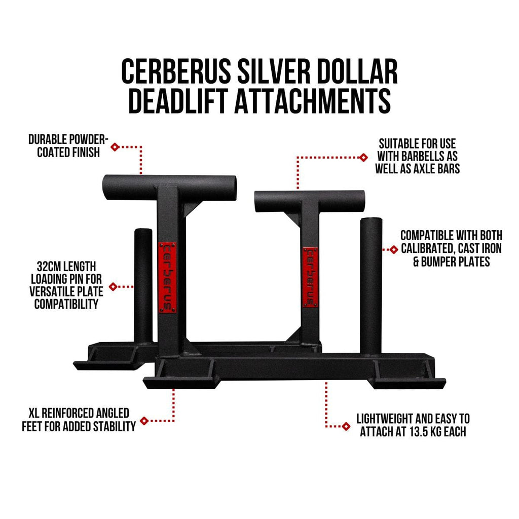 CERBERUS Silver Dollar Deadlift Attachments | 18-Inch Strongman Lift