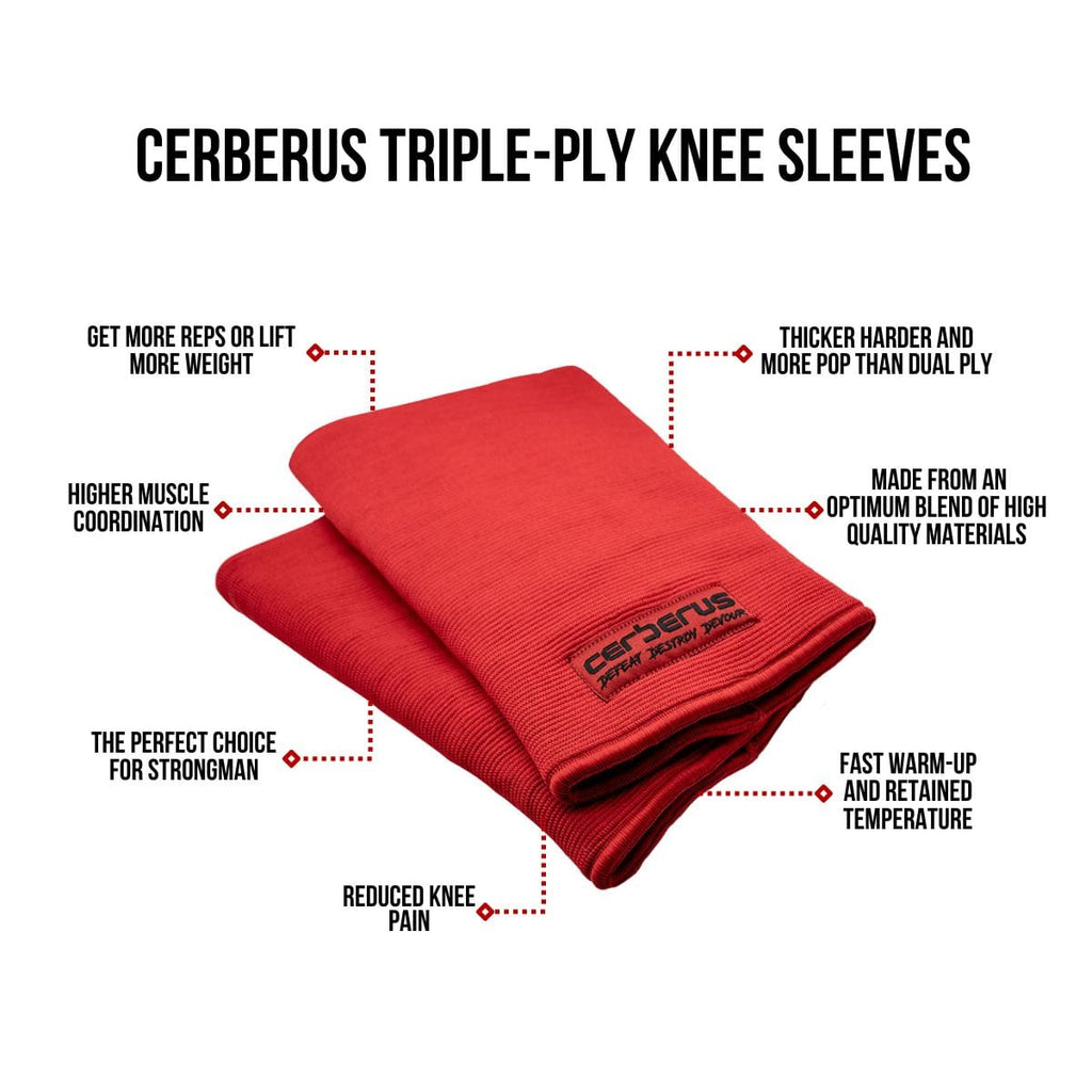 CERBERUS Strength Triple-Ply Knee Sleeves – Heavy Duty Support (Pair)