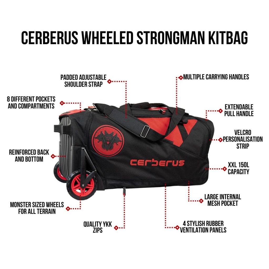 CERBERUS Wheeled Strongman Kit Bag | 150L Large Capacity Gym Holdall