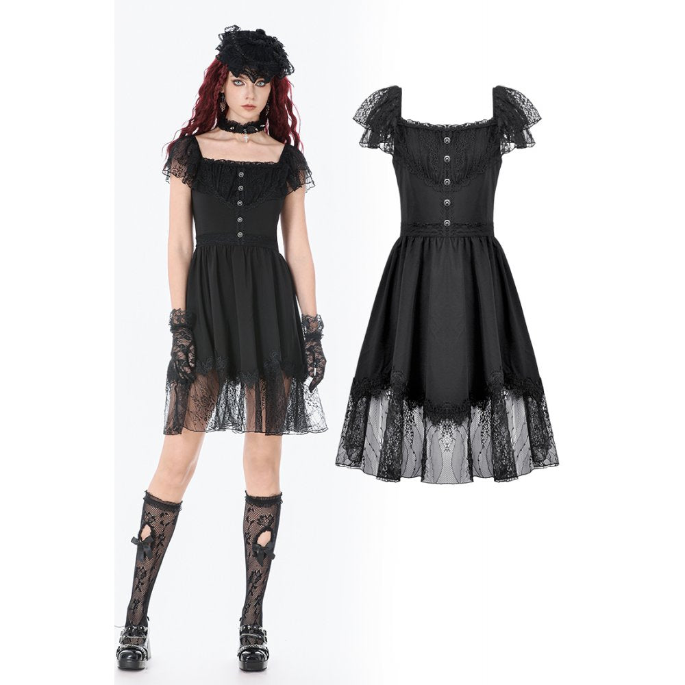 Dark in Love Black Gothic Lolita Dress – Lace Bow Sweet Style