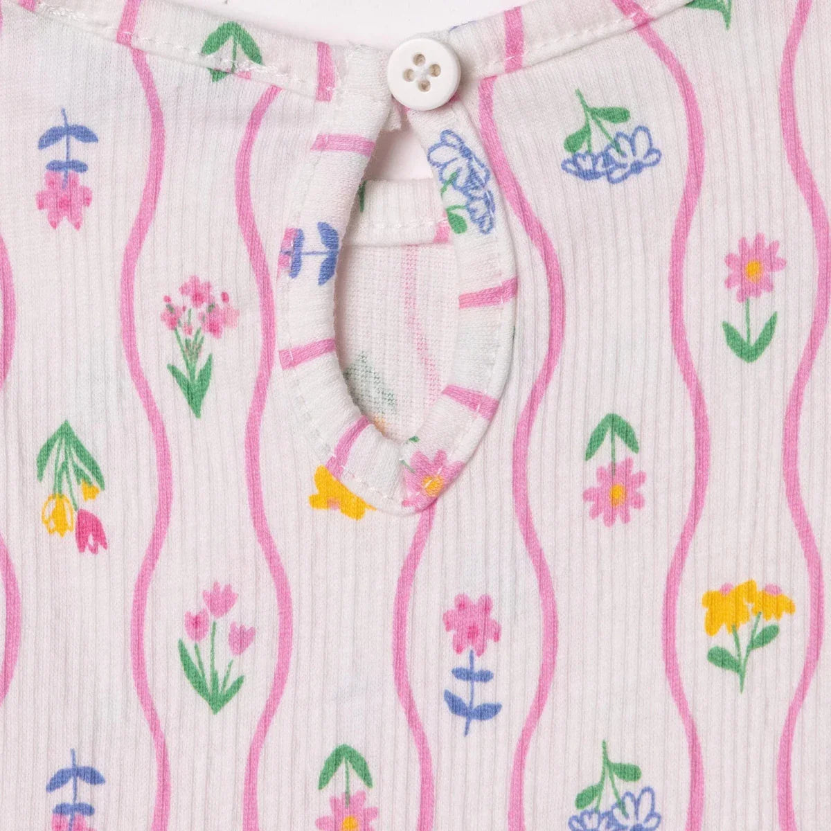 HelloBaby Girls Dress Ditsy Flower Crew Neck Short Sleeve - Ecru Printed