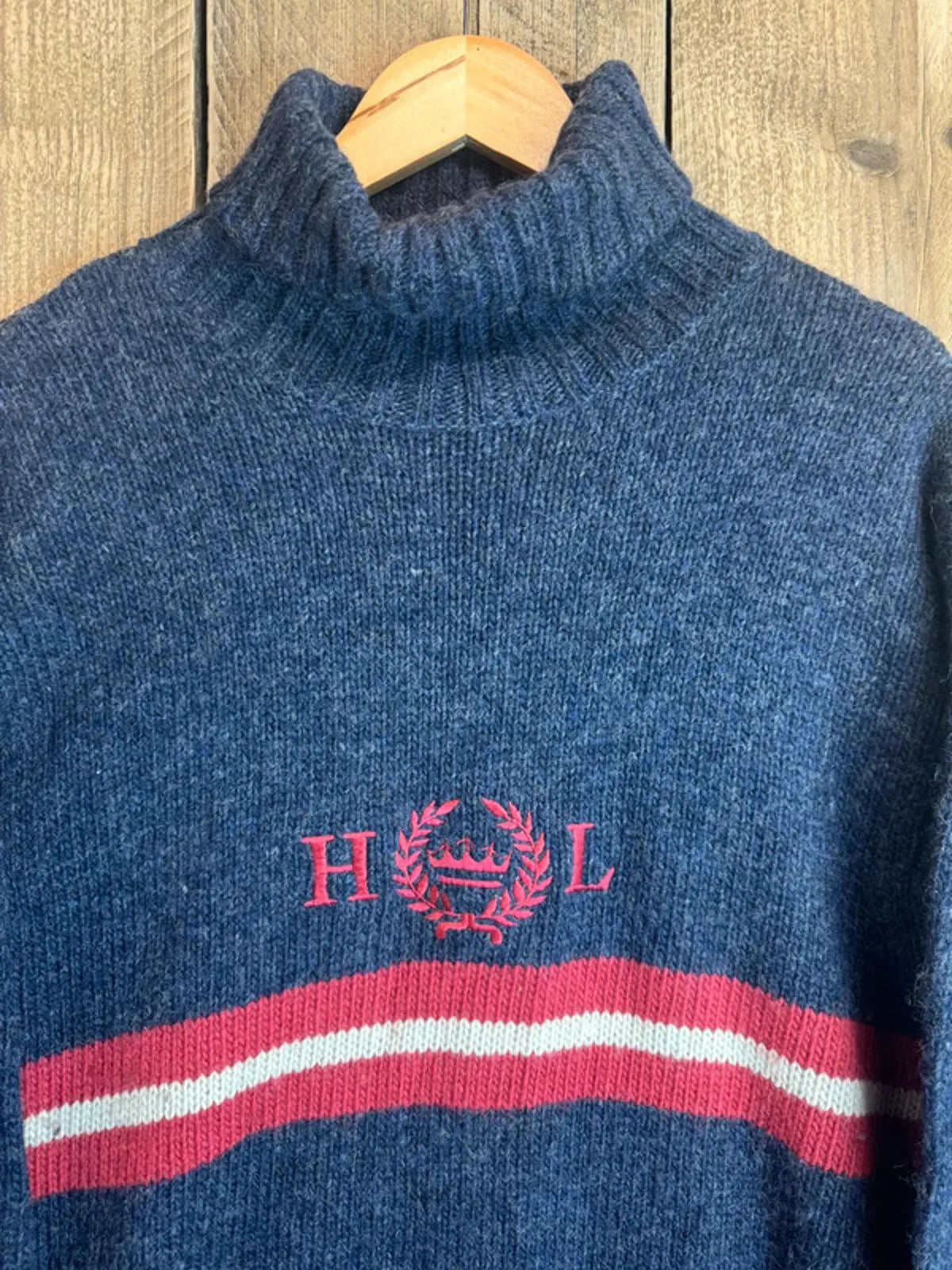 Original 1990s Henri Lloyd 100% wool oversized roll neck jumper sweater medium