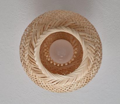 Schindora Bamboo Flush Mount Ceiling Light – Boho Rattan Wicker Fixture