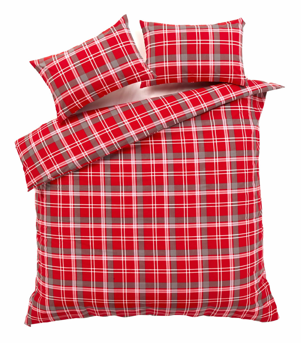 OLIVIA ROCCO Check Pattern Duvet Set – Cotton Rich Soft Bedding with Cases