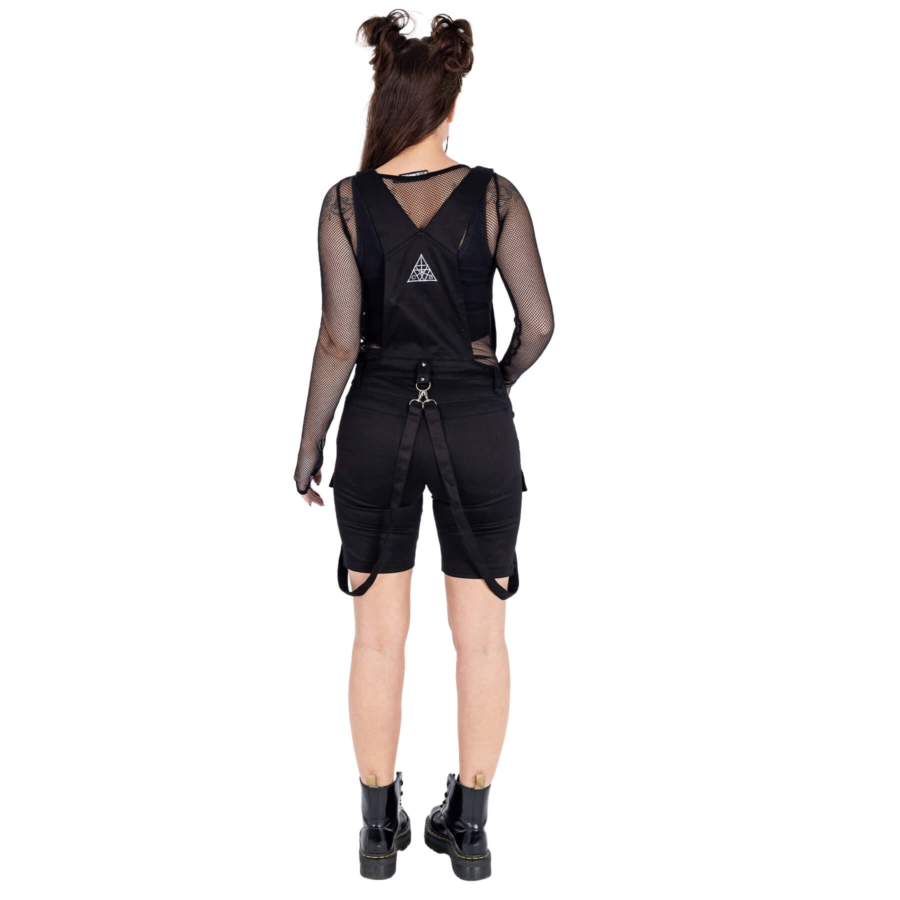 Chemical Black Trinity Dungaree Shorts – Gothic Spike Studded Cotton