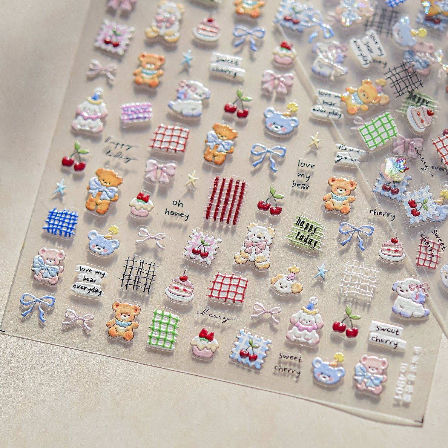 Cherry Bear Nail Deco Stickers | LuLuFun Studio Cute DIY Nail Art Decals