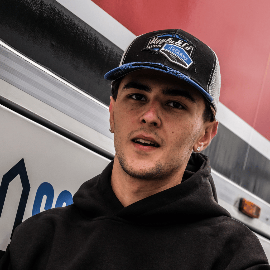 Uggly and Co x TAS Racing Diamond Trucker Hat – Black and Blue Mesh Cap