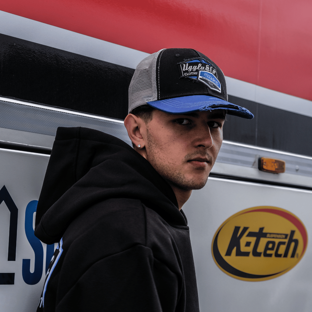 Uggly and Co x TAS Racing Diamond Trucker Hat – Black and Blue Mesh Cap