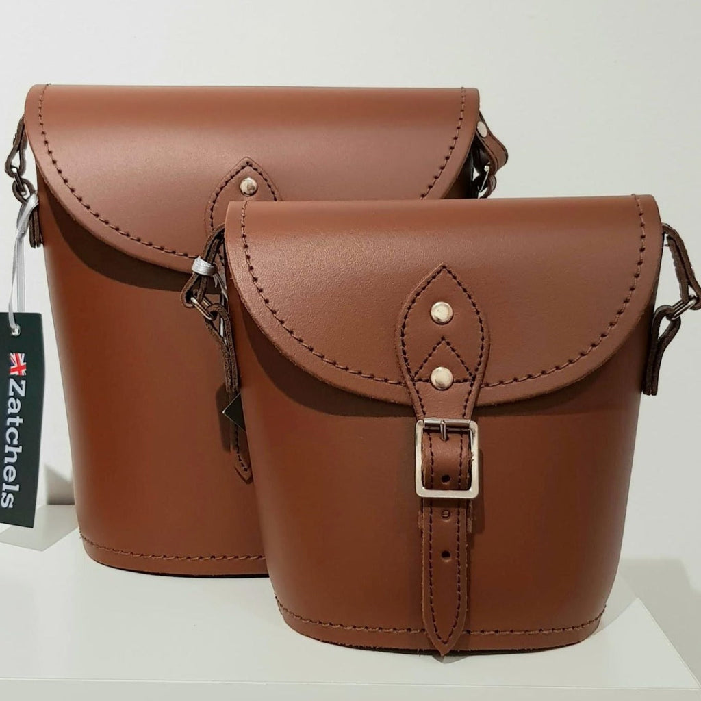 Handmade Leather Barrel Bag - Chestnut