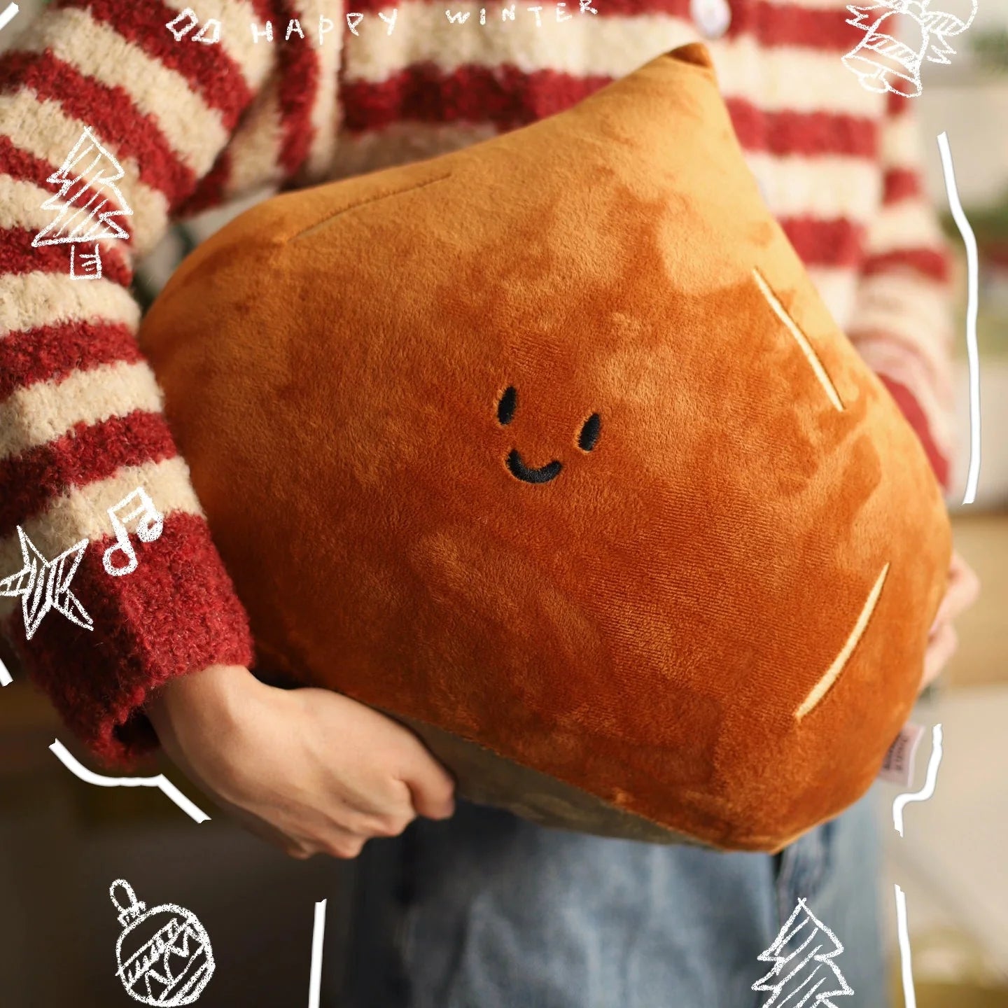 LuLuFun Studio Chestnut Plush Pillow – Soft Kawaii Food Decor Toy