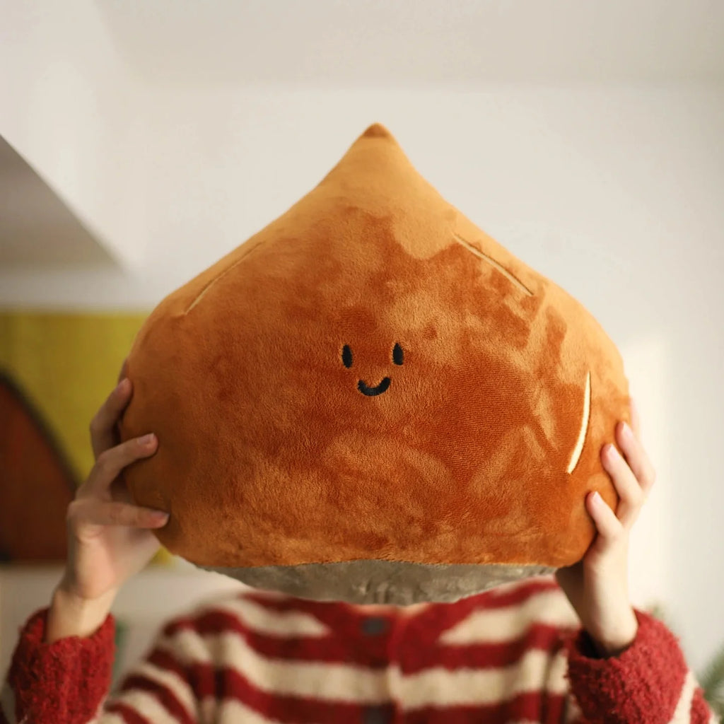 LuLuFun Studio Chestnut Plush Pillow – Soft Kawaii Food Decor Toy