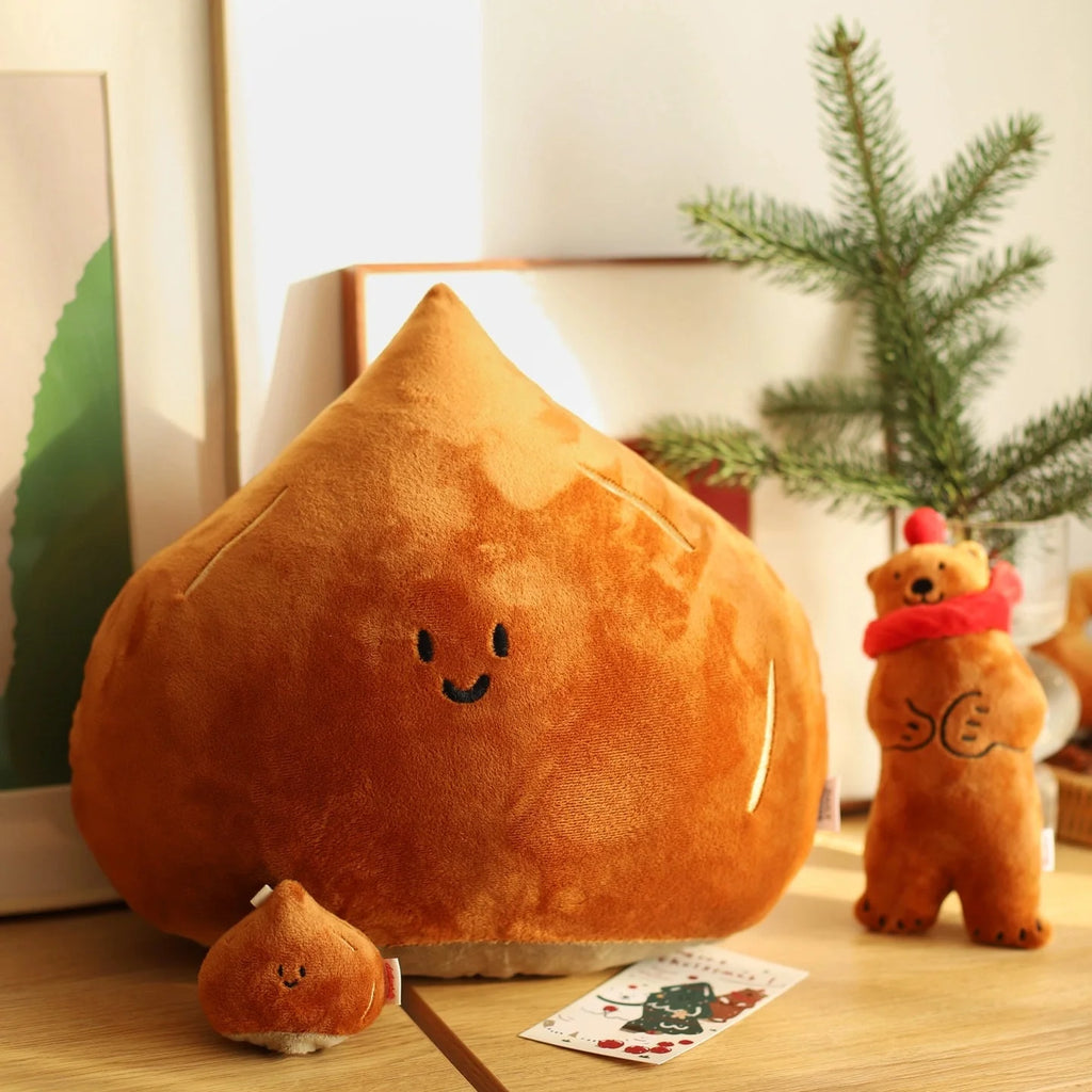 LuLuFun Studio Chestnut Plush Pillow – Soft Kawaii Food Decor Toy