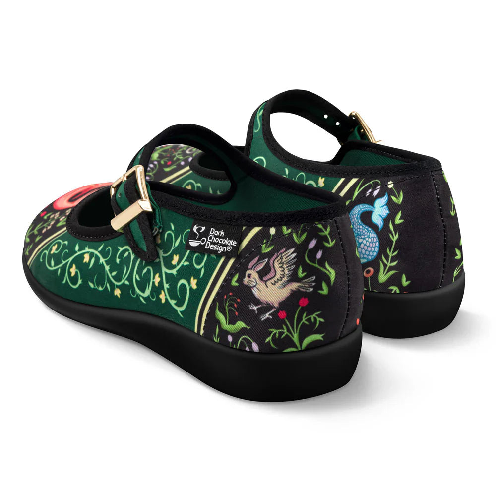 Chocolaticas Medieval Bestiary Women's Mary Jane Vegan Flat Shoes