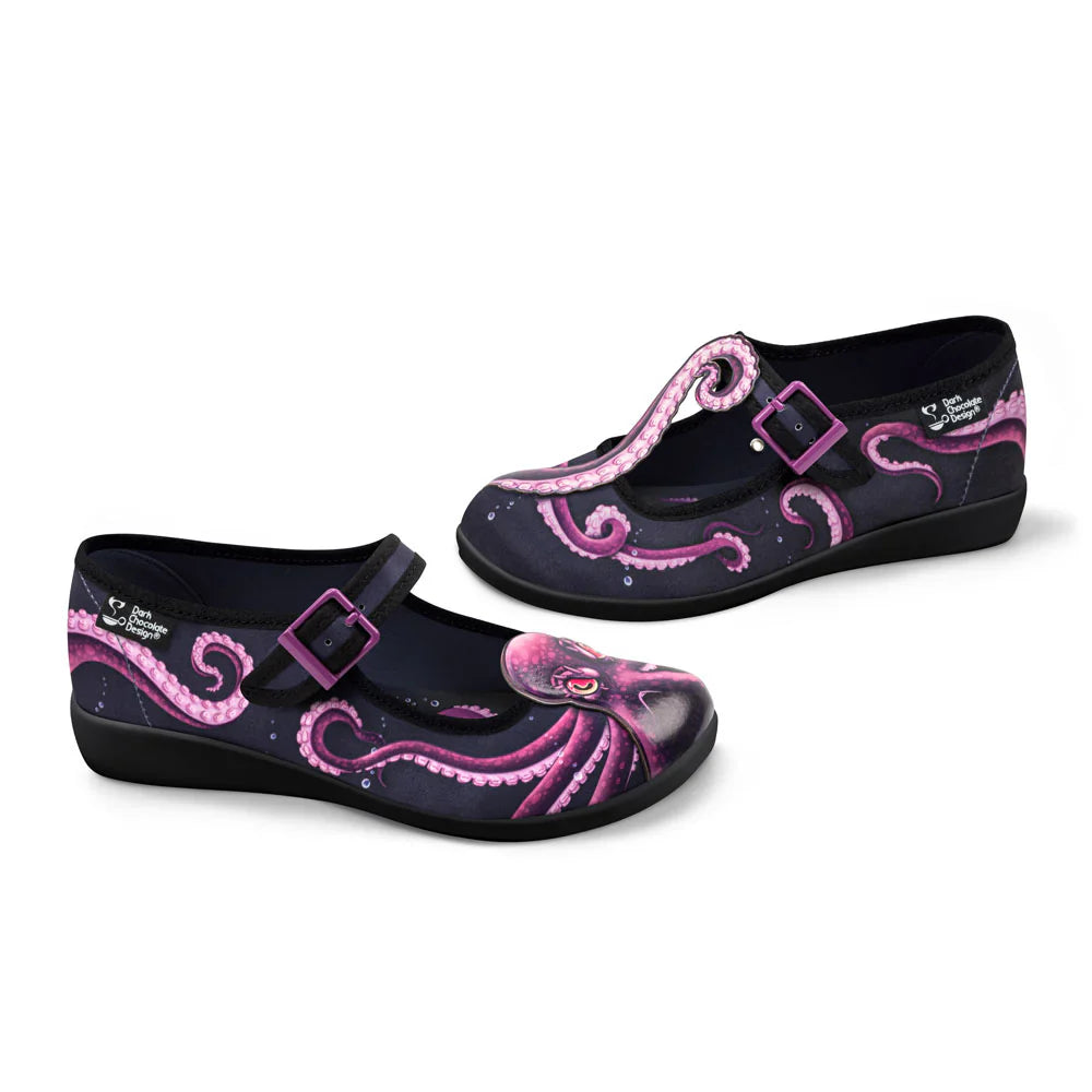 Chocolaticas Sea Demon Women's Mary Jane Flats | Pink Octopus Shoes