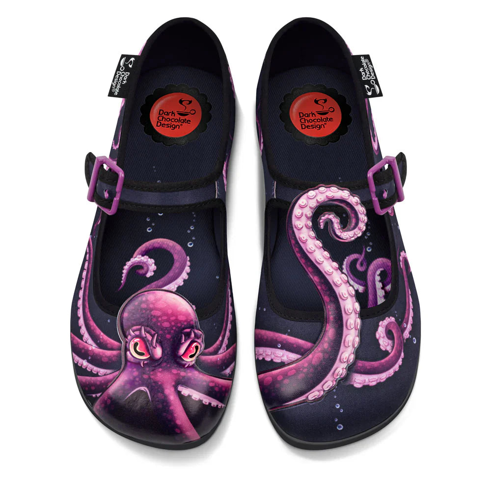 Chocolaticas Sea Demon Women's Mary Jane Flats | Pink Octopus Shoes