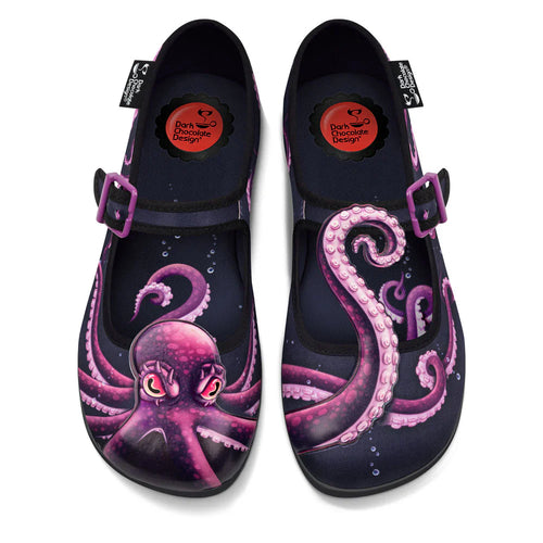 Chocolaticas Sea Demon Women's Mary Jane Flats | Pink Octopus Shoes
