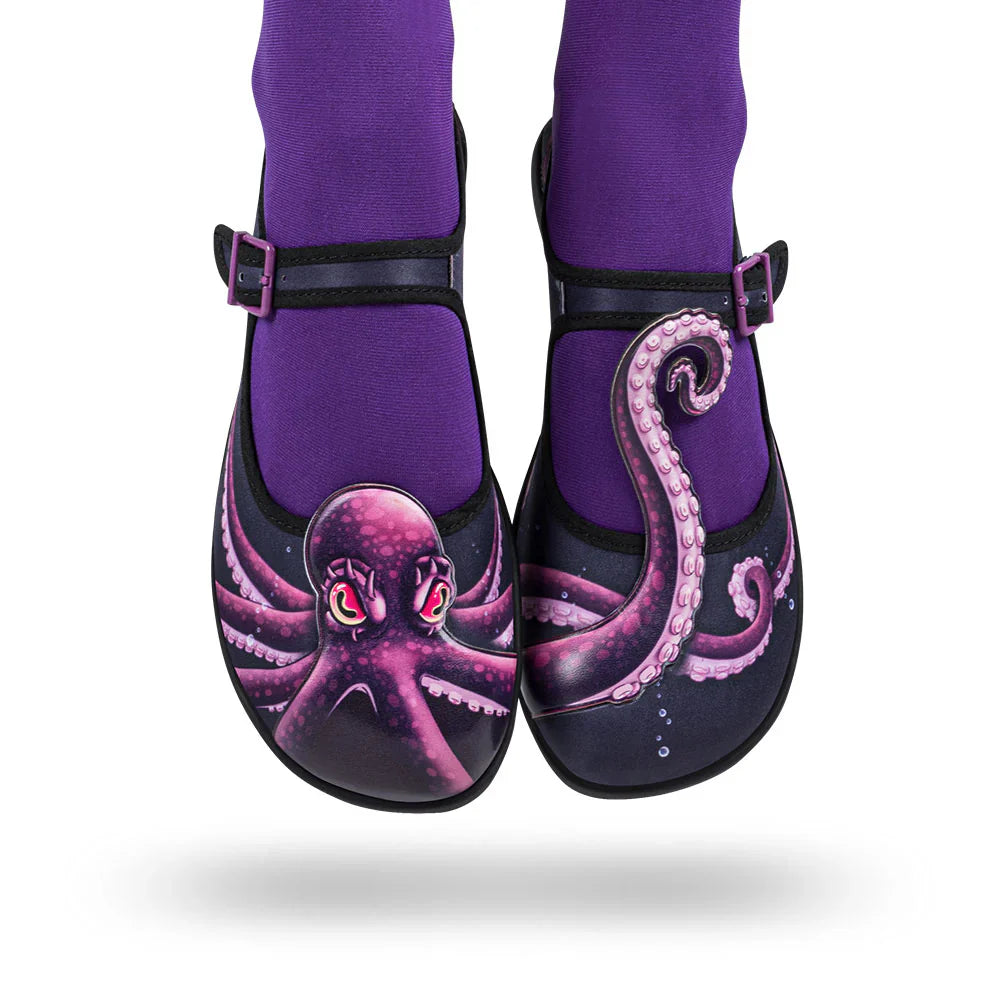 Chocolaticas Sea Demon Women's Mary Jane Flats | Pink Octopus Shoes