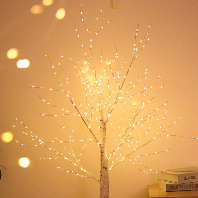 EAMBRITE 6FT Pre-Lit White Birch Tree | 288 Warm White LED Lights