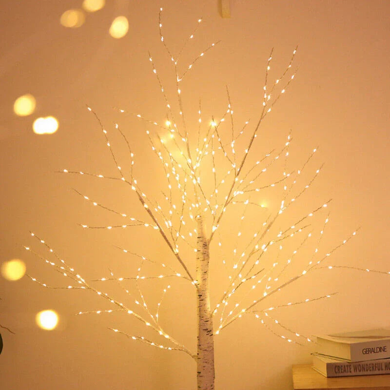EAMBRITE 6FT Pre-Lit White Birch Tree | 288 Warm White LED Lights