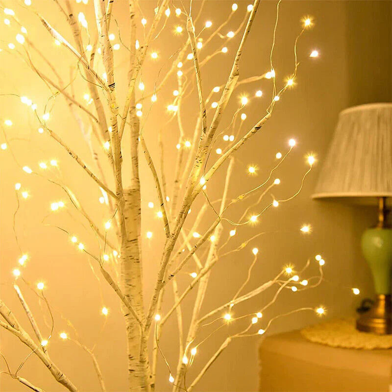 EAMBRITE 6FT Pre-Lit White Birch Tree | 288 Warm White LED Lights