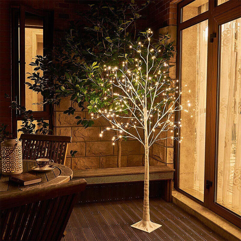 EAMBRITE 6FT Pre-Lit Birch Christmas Tree | 250 Warm White LED Lights