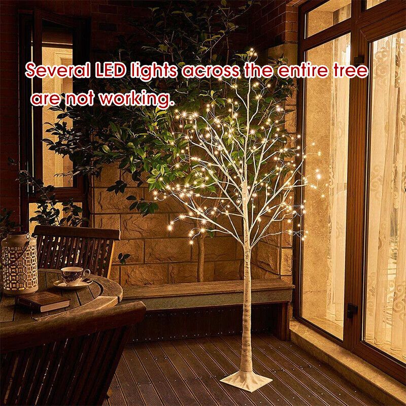 EAMBRITE 6FT Pre-Lit White Birch Tree | 288 Warm White LED Lights