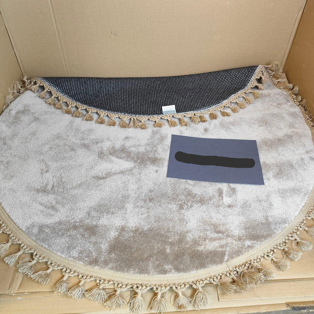 Massive Discounts Circular Bedroom Rug – 120cm Soft Fluffy Beige Carpet