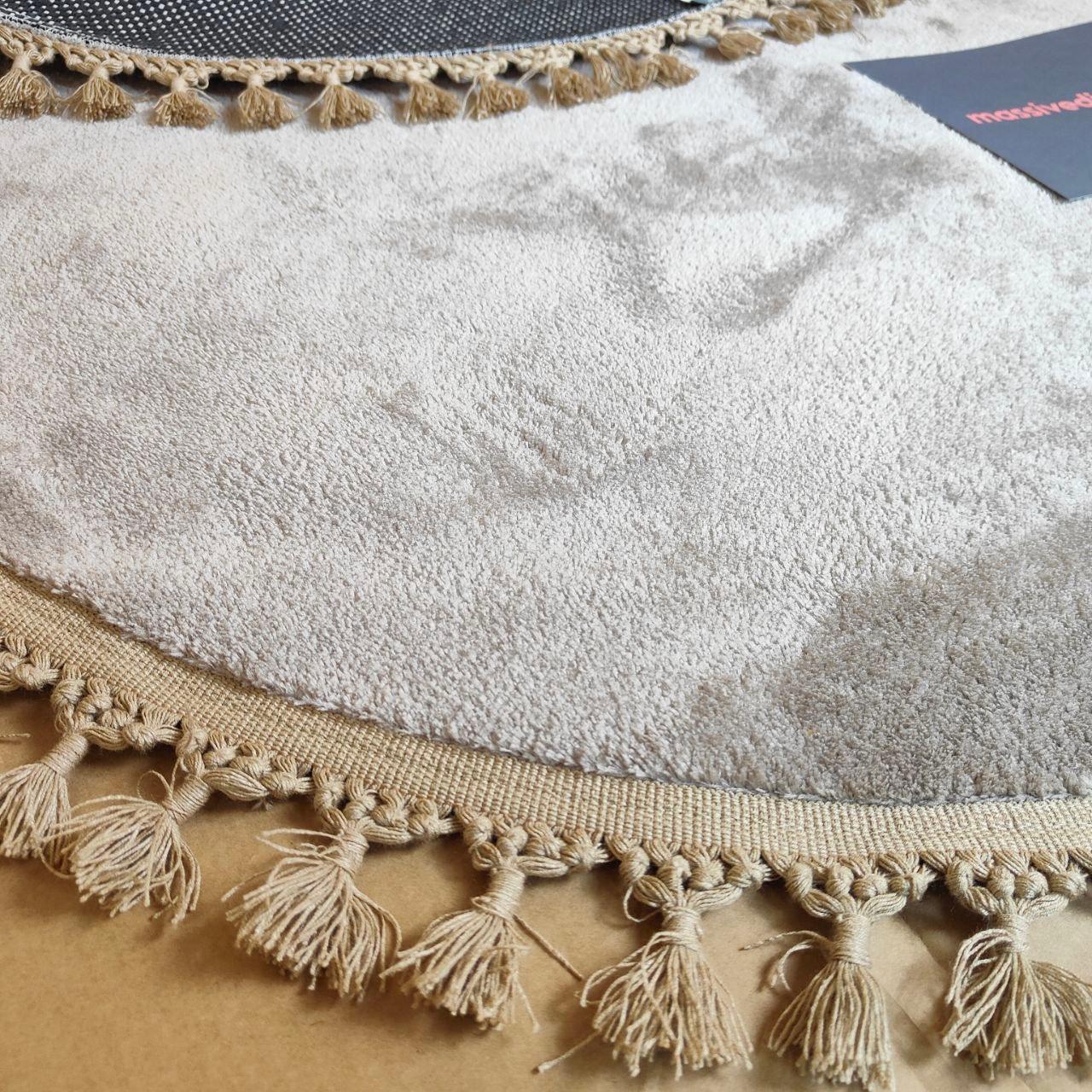 Massive Discounts Circular Bedroom Rug – 120cm Soft Fluffy Beige Carpet