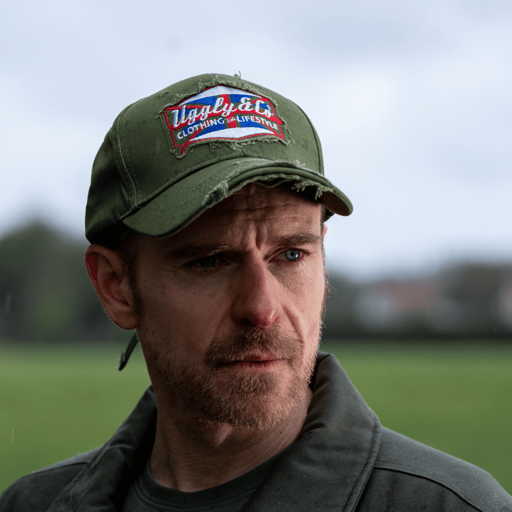 Uggly and Co Union Jack Diamond Vintage Cap – Green Cotton Aviation Hat