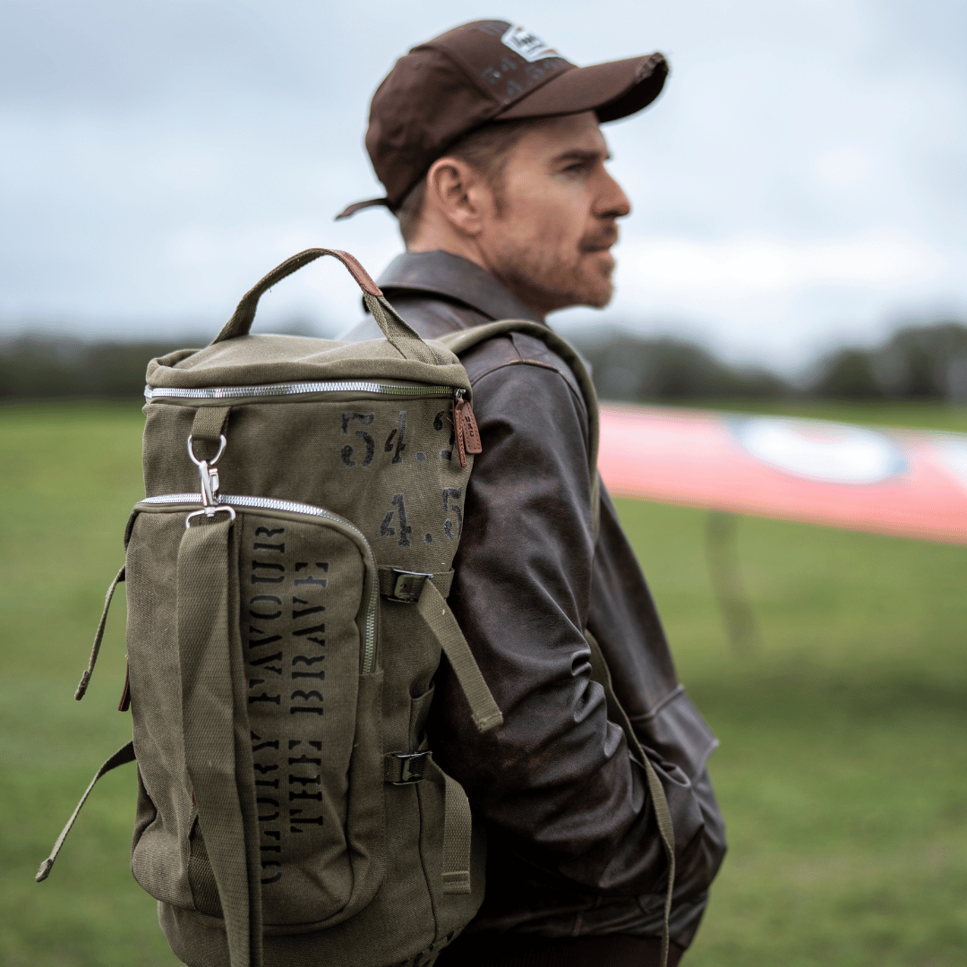 Uggly & Co Aviation Duffle Bag – Green Cotton Canvas Military Travel Bag