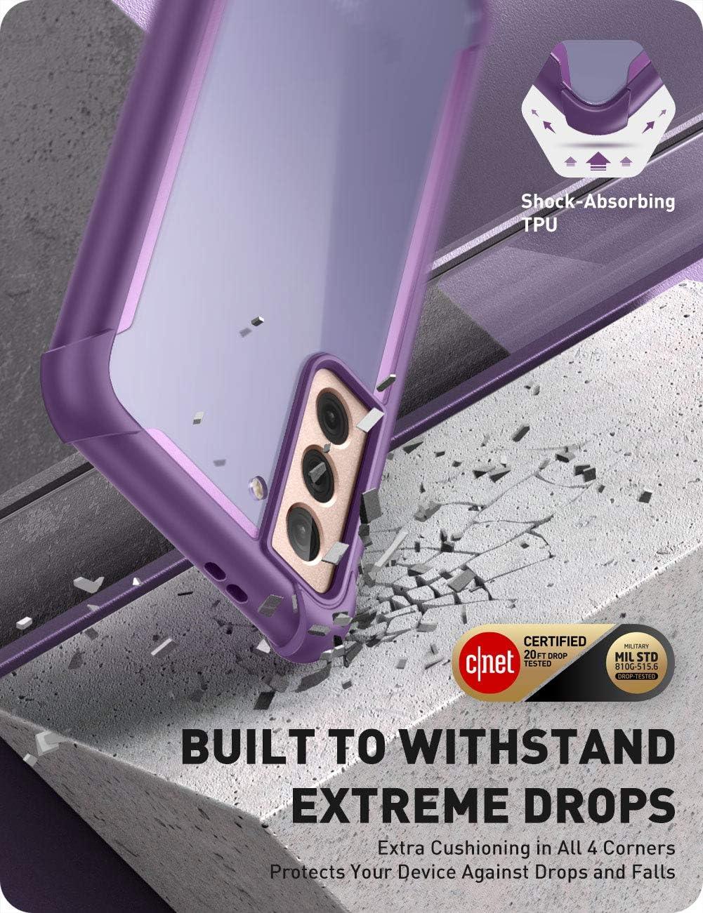 i-Blason Ares Galaxy S21 Case – Rugged Clear Shockproof Bumper, Purple
