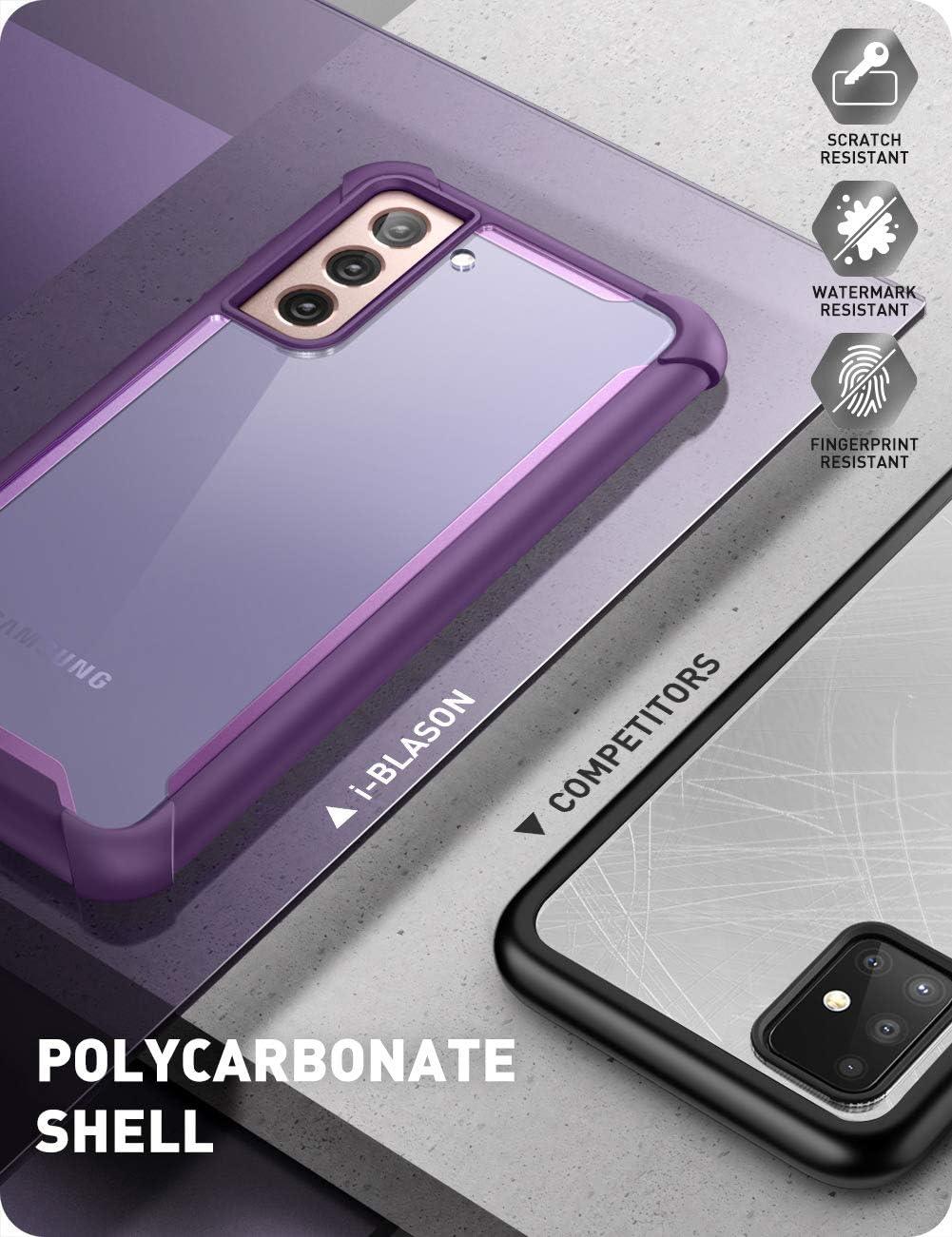 i-Blason Ares Galaxy S21 Case – Rugged Clear Shockproof Bumper, Purple