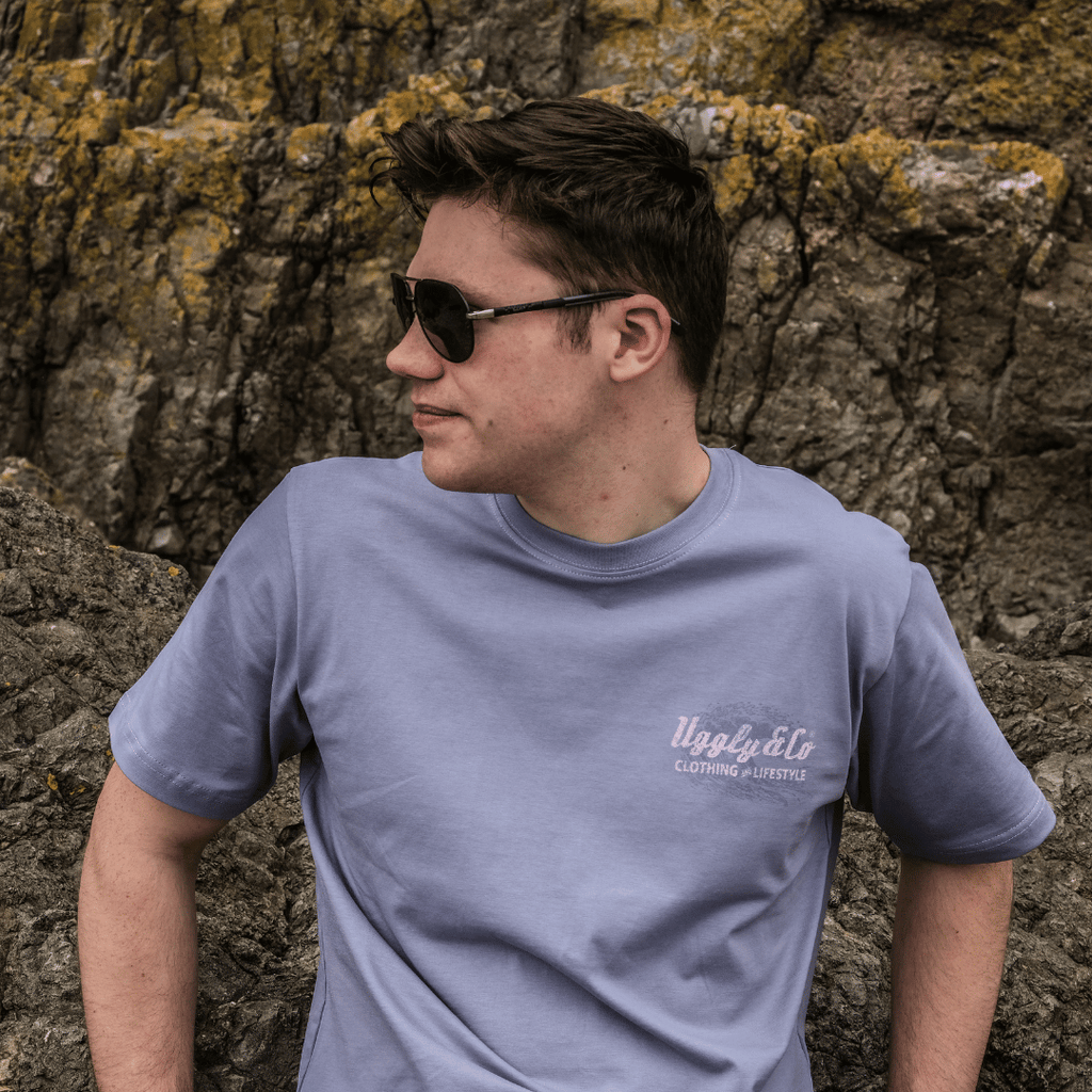 Uggly and Co Purple Surf Diamond Tee – Heavyweight 100% Cotton Graphic T-Shirt