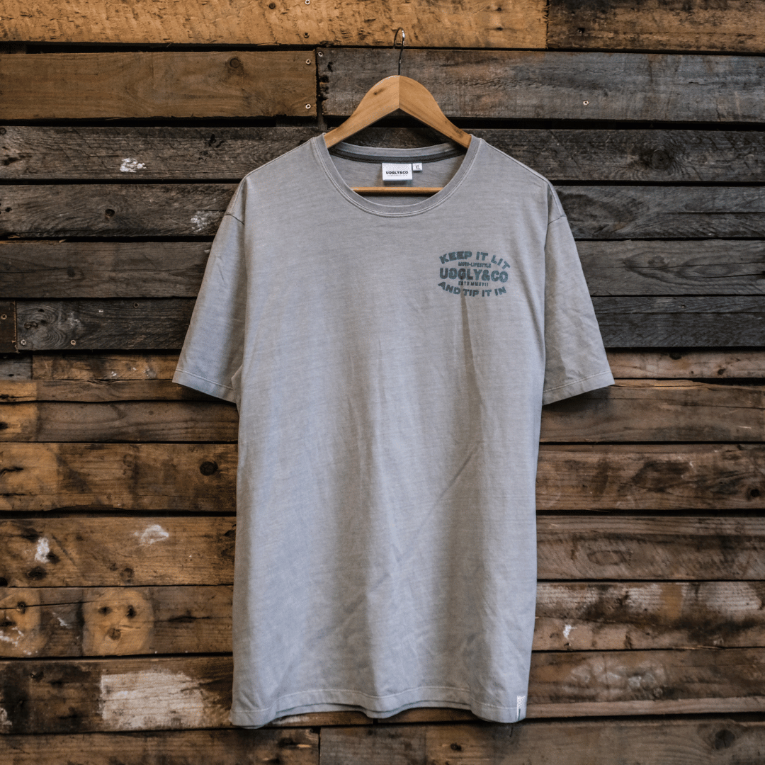 Uggly and Co Mist Blue Flat Track Racing Graphic Tee - 100% Cotton