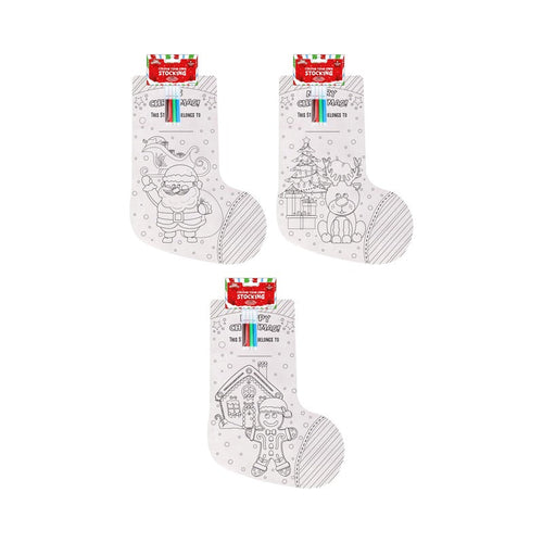 PoundFun DIY Colour Your Own Christmas Stocking with 4 Felt Tip Pens