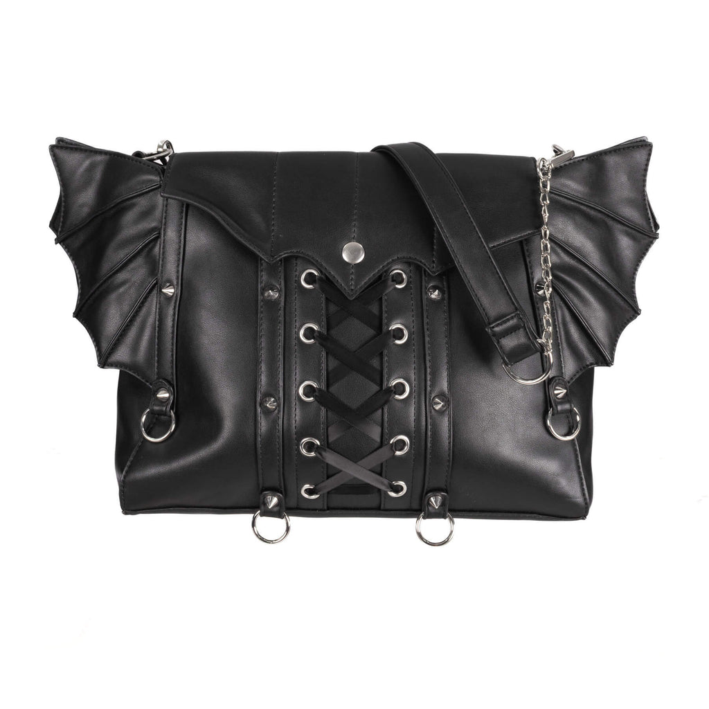 Poizen Industries Covenwing Gothic Bat Wing Bag - Black Polyurethane
