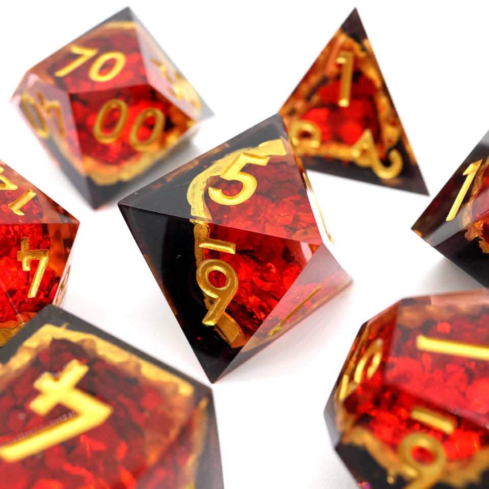 Crimson Abyss | Sharp Edge Dice | Resin | 7 Piece Set