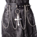 Heartless Crucifix Belt – Black Faux Leather Gothic Chain & Stud Belt