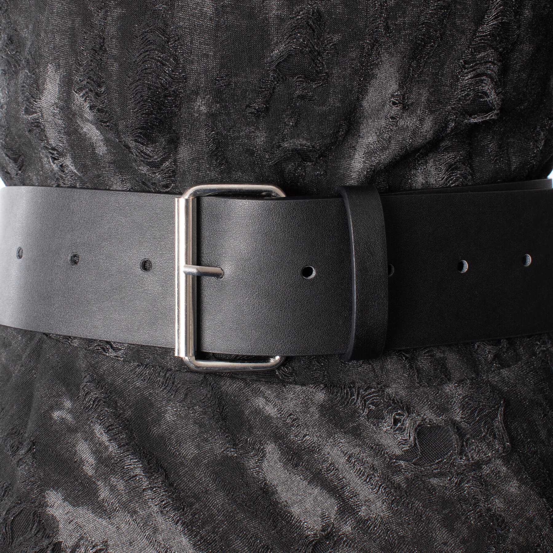 Heartless Crucifix Belt – Black Faux Leather Gothic Chain & Stud Belt
