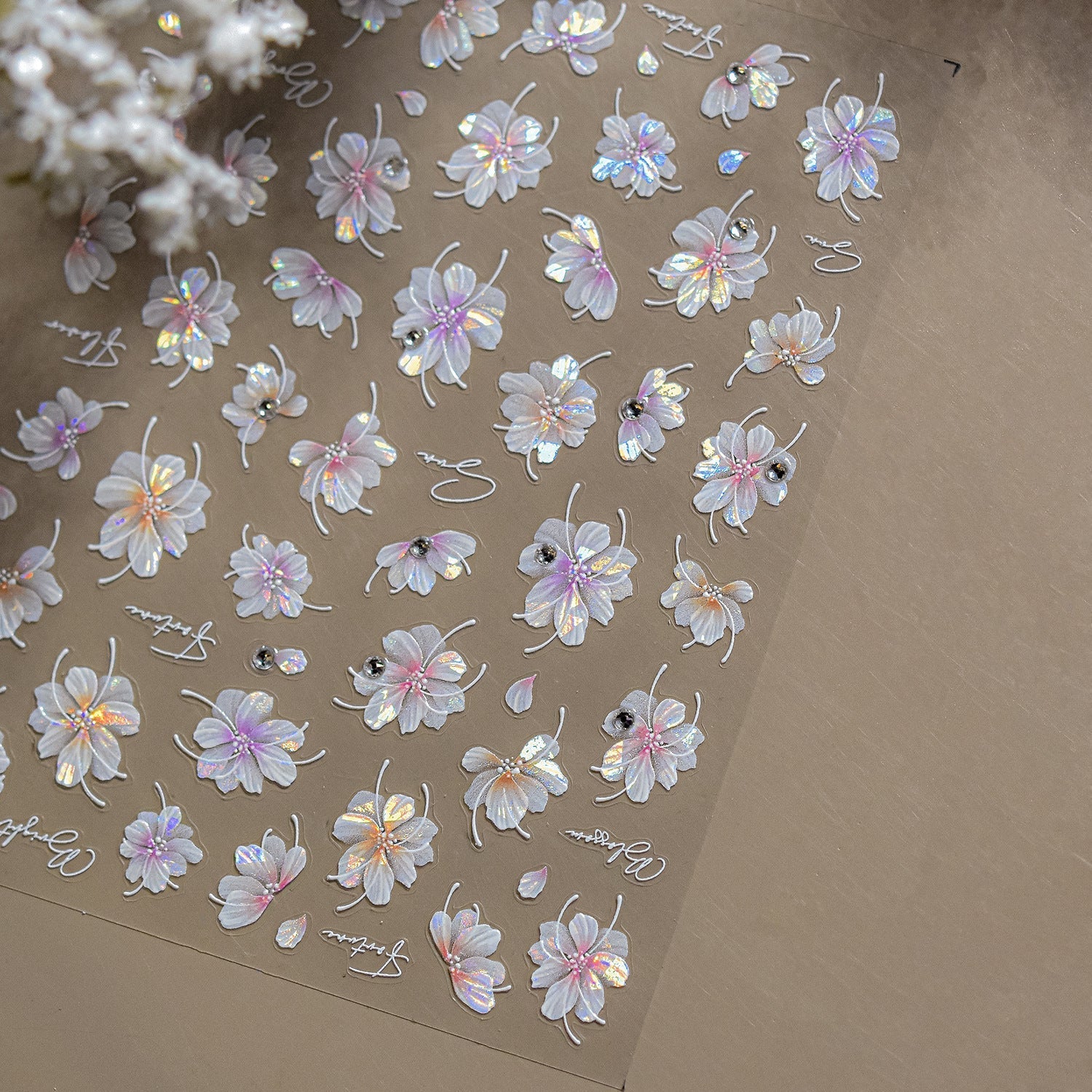 LuLuFun Studio Crystal Flower Diamond Nail Art Stickers - 1 Sheet